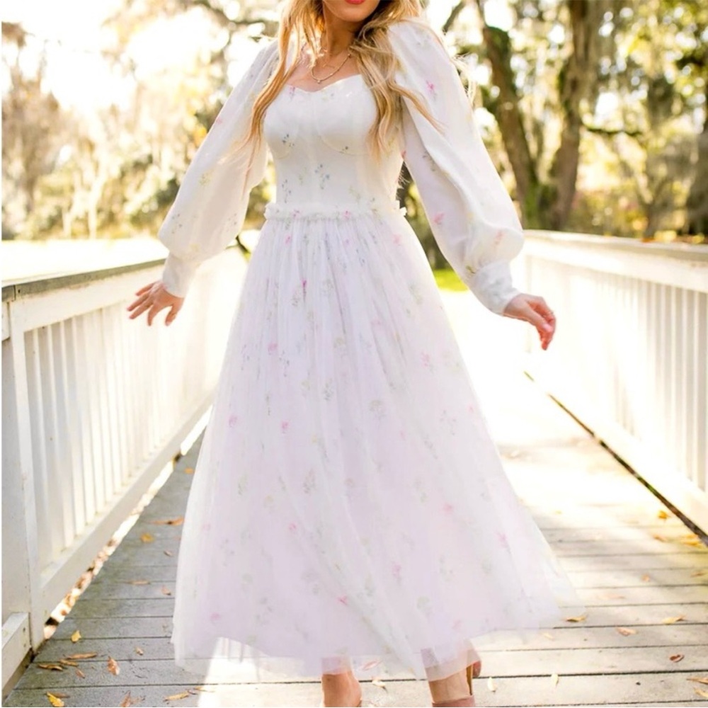 Ivy City Co White Ruched Smocked Sundress